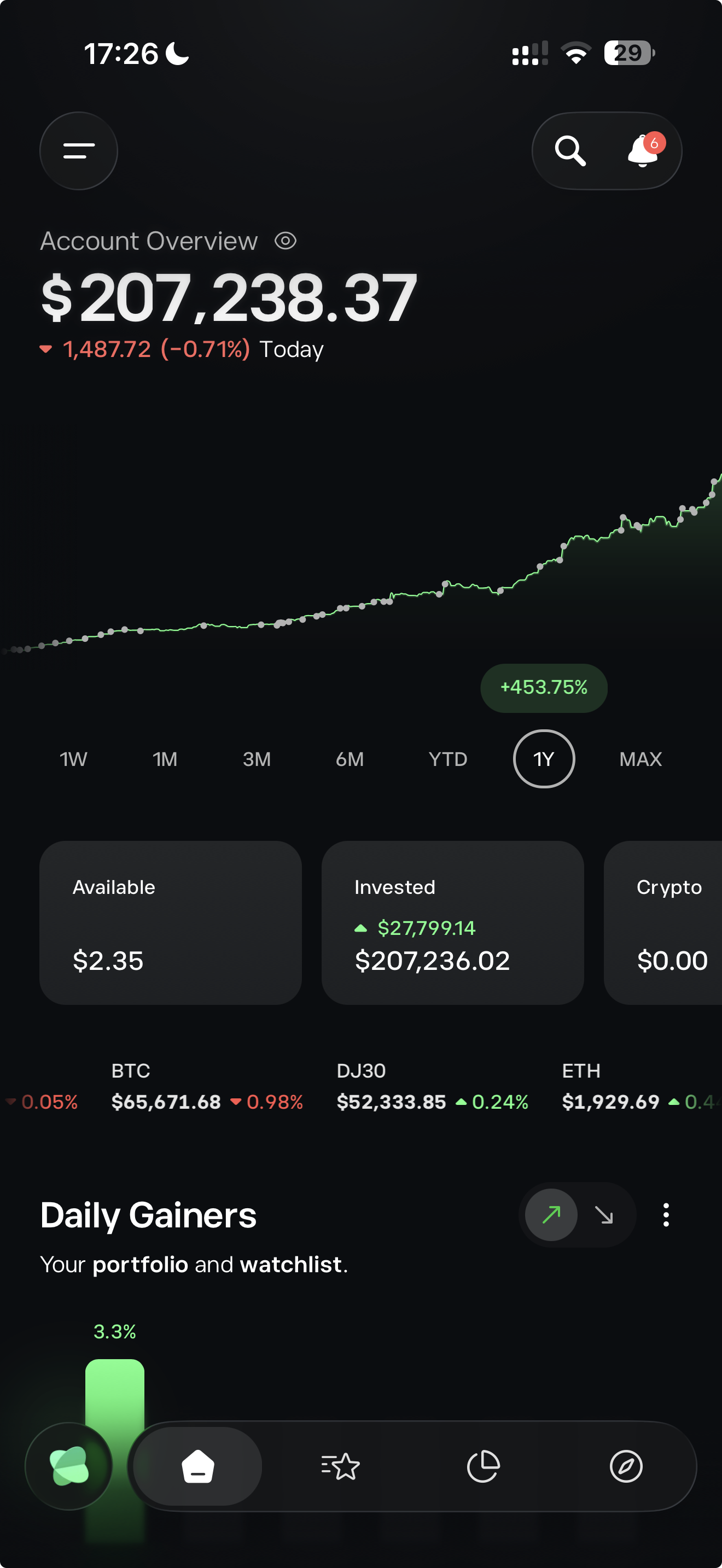 Unedited screenshot of Kai's eToro portfolio view in July 2026